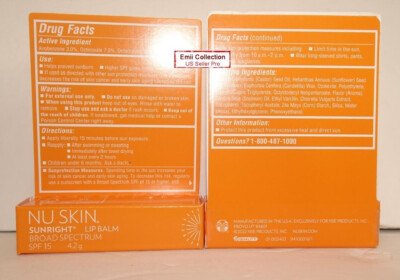 Nu Skin Nuskin Sunright Lip Balm SPF 15 Tube Stick Lip Protection
