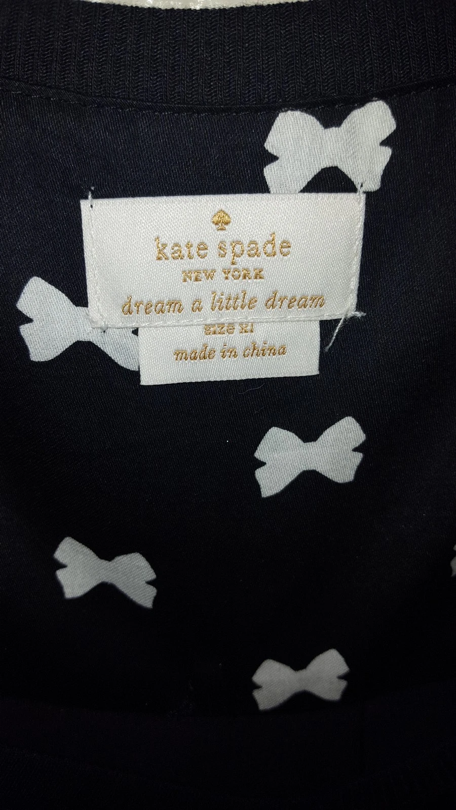 Nuovo con etichetta! Kate Spade New York Mini Chemise Nera con Fiocchi XL