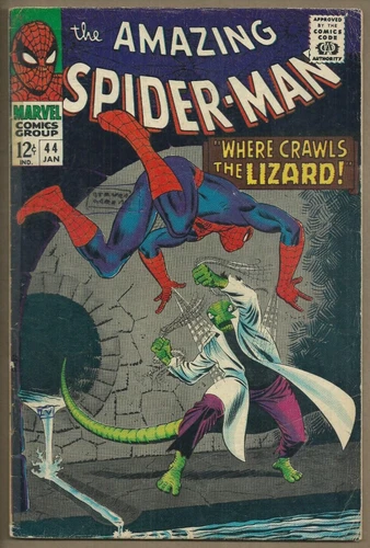 🕸AMAZING SPIDER-MAN #44*(MARVEL COMICS, 1967)*STAN LEE*2ND APP. OF LIZARD*G/VG*