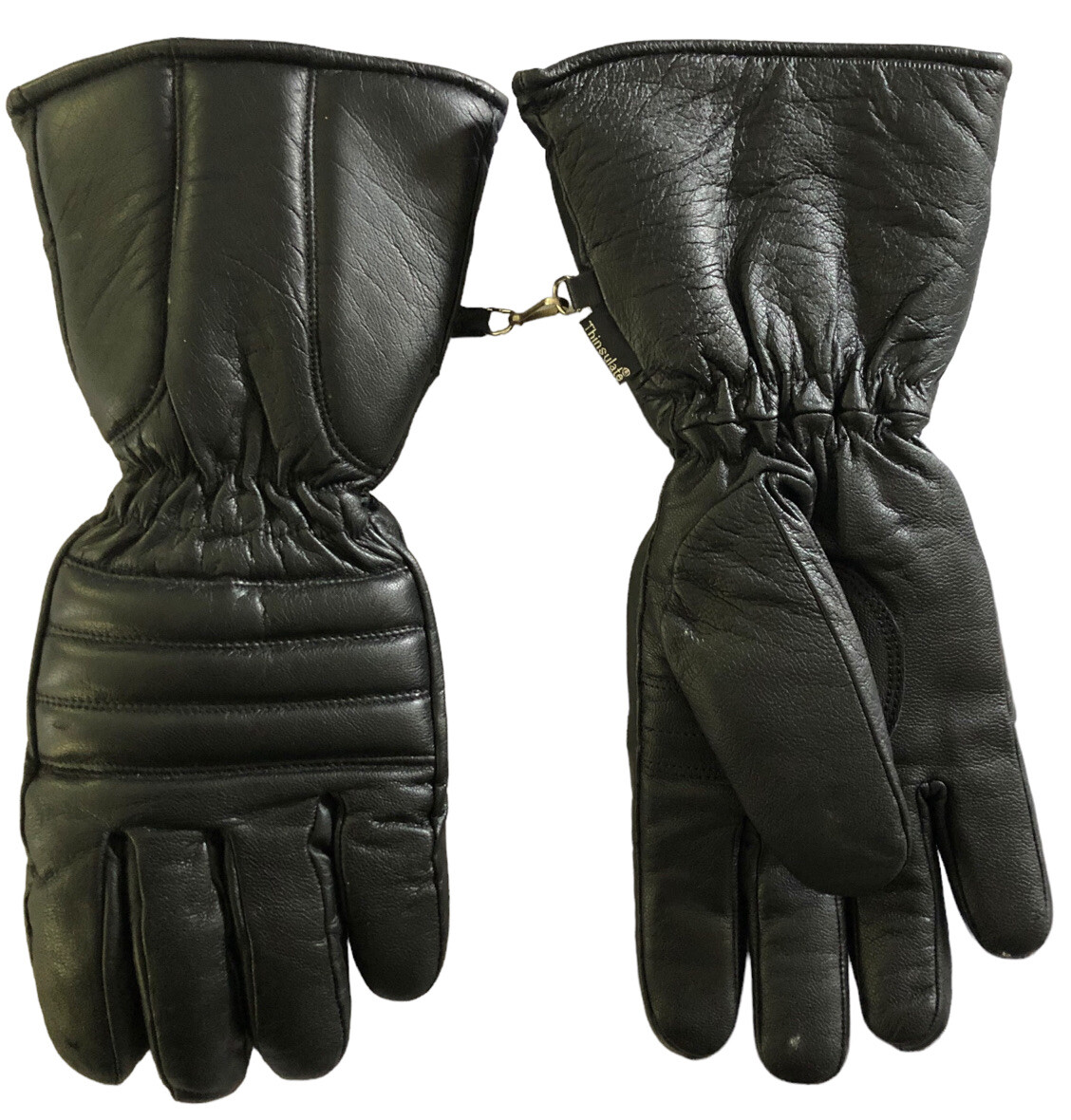 New BLACK LEATHER GLOVES Motorcycle Snow Ski Gauntlet Long