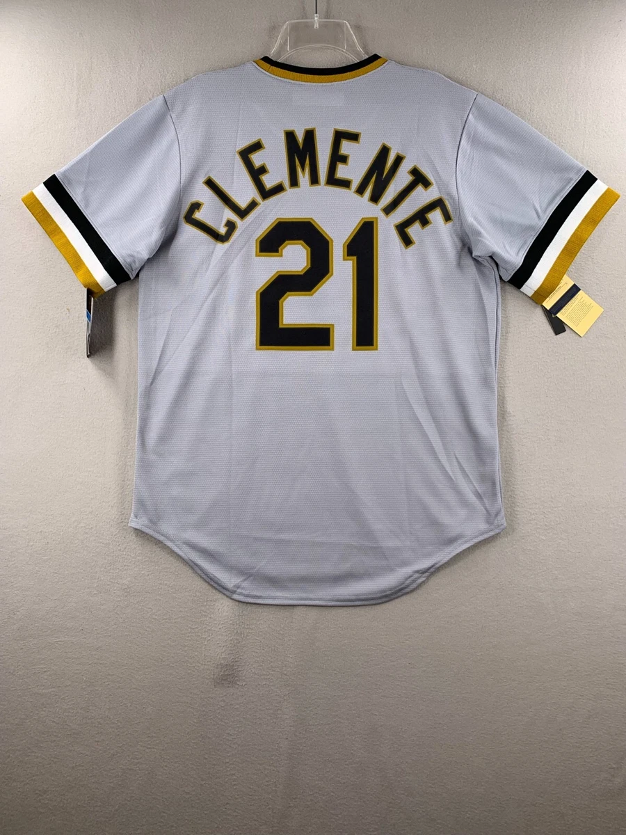 Men's Nike Roberto Clemente Gray Pittsburgh Pirates Road Cooperstown  Collection Player Jersey 