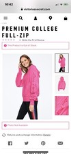 Victoria Secret Premium College Full Zip Hoodie Pink XS New
