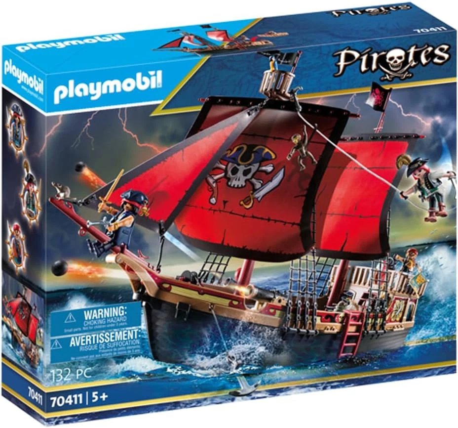 Playmobil 70411 Pirates Large Floating Pirate Ship with Cannon educational toy