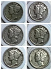 [LOT OF 6] MERCURY DIMES 90% SILVER 1940-1945 (Mixed Mint Marks)