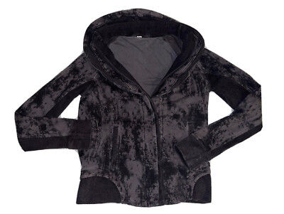 Lululemon To Class Black & Gray Tie-Dye Shawl Collar French Terry Jacket Sz 6