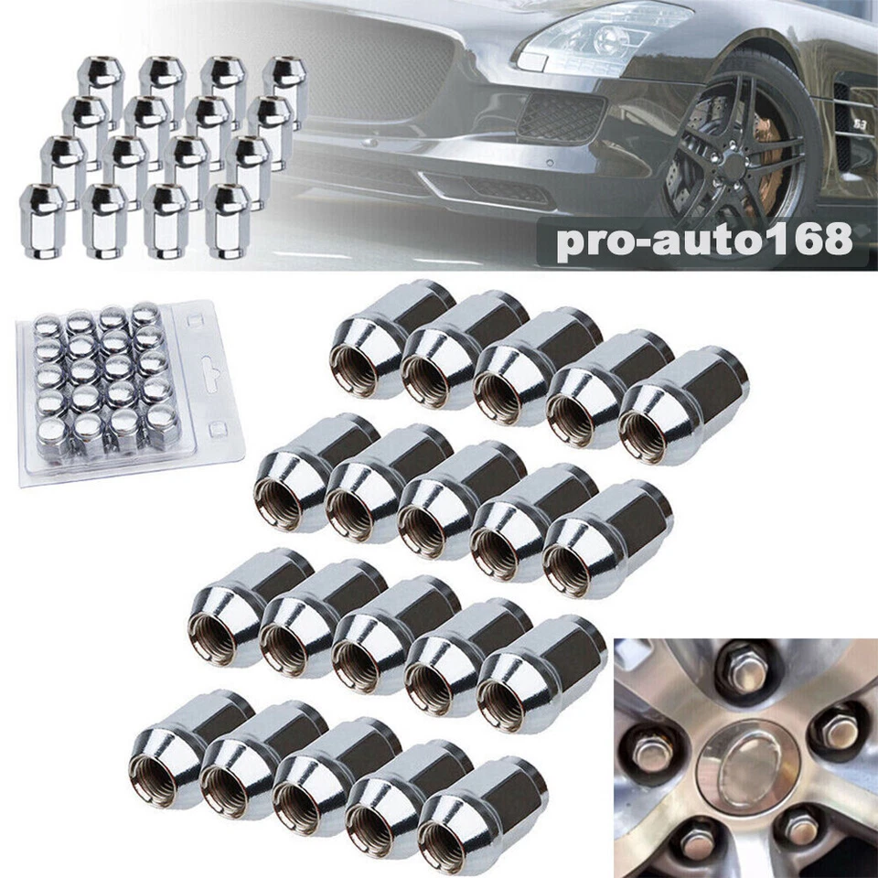 Juego de 20 tuercas de rueda cromadas abultadas bellota 12x1,5 para Chevrolet GMC Buick Foto 3 de 4