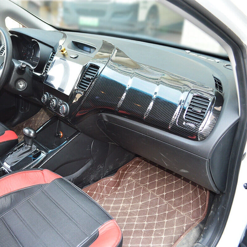 Panel de tablero copiloto de fibra de carbono 1 pieza para Kia Forte K3 2014-2018 Foto 3 de 4