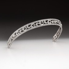 8.65ct Natural Round Diamond 14k White Gold Wedding Crown Tiara