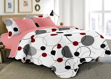 ​5Pcs Quilt Bed Cover Set Reversible Premium Soft Bedspread Coverlet Bedding Set