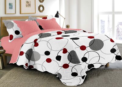  5Pcs Quilt Bed Cover Set Reversible Premium Soft Bedspread Coverlet Bedding Set