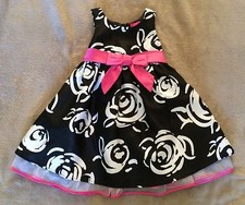 Pinky Girl Holiday Dress Back w/ White Flowers Floral Pink Bow Tulle Size 4T