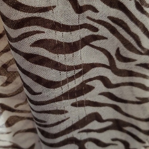LOOK BY M SILK COTTON ANIMAL PRINT ZEBRA SCARF WRAP FRINGE BROWN CREAM - Picture 11 of 11