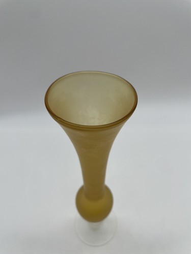 VTG Lefton Hand Blown Glass Bud Vase Frosted Orange MCM 9” - Picture 2 of 8
