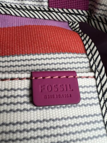 Fossil Handbag Keyper EW Large Tote Shopper Stripe Holiday beach weekend - Picture 12 of 14