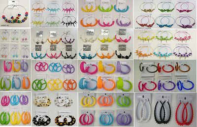 Wholesale Jewelry lot 10  pairs Beautiful Color Fashion Hoop Earrings  Su-195