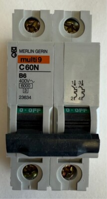 Merlin Gerin Leitungsschutzschalter multi 9 / B6 / 6A / C60N 2P B 6A / 23634 Neu