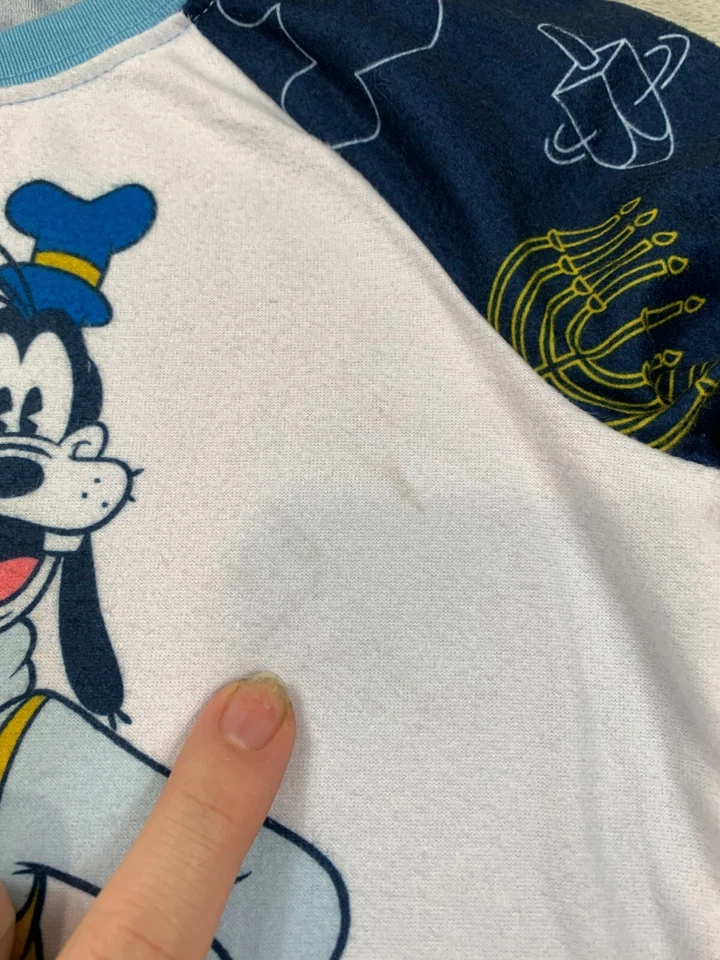 迪士尼米妮老鼠睡衣上衣儿童 S 6/6X 蓝色光明节 Menorah 长袖 — 第 4/4 张图片