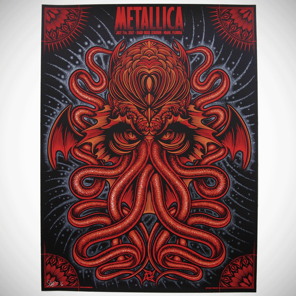 Metallica 7/7/17 Poster Miami FL Signed & Numbered #21/60