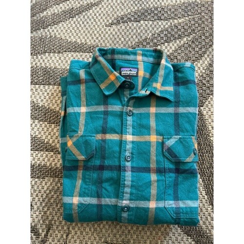 Patagonia Uomo Cotone Biologico Bottoni Manica Lunga Plaid Down Flanella L Large - Foto 6 di 7
