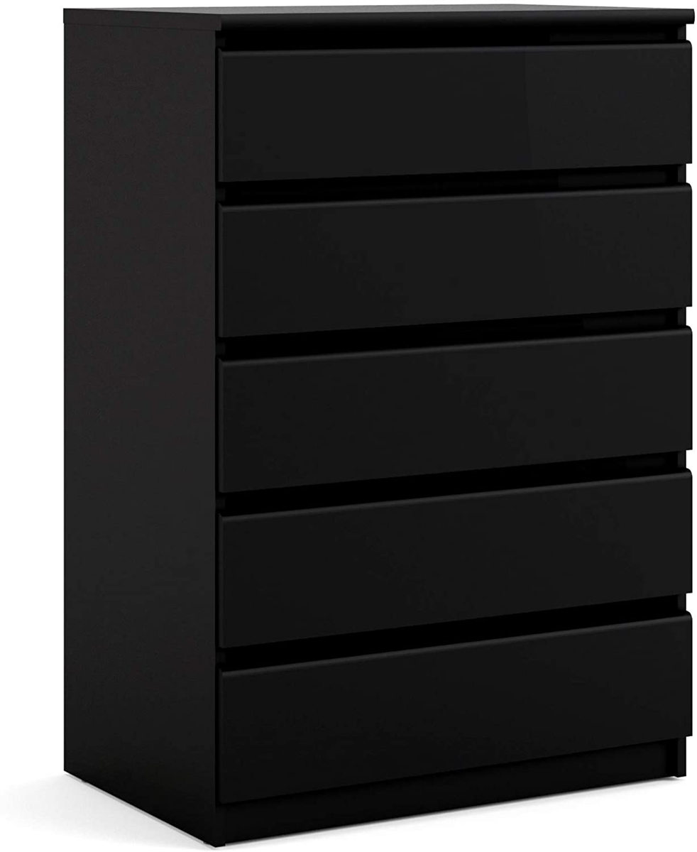 Black Matte 5 Drawer Chest, Dresser, Chest of Drawers | eBay