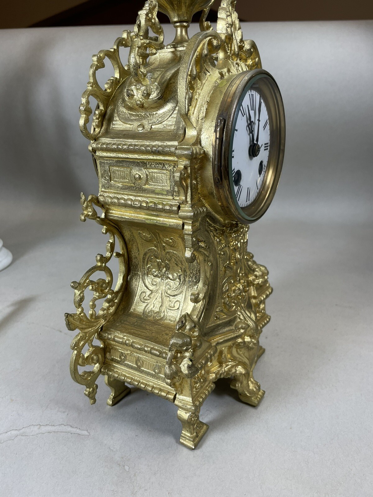 Louie XV Style Cast Brass Antique Mantel Clock eBay