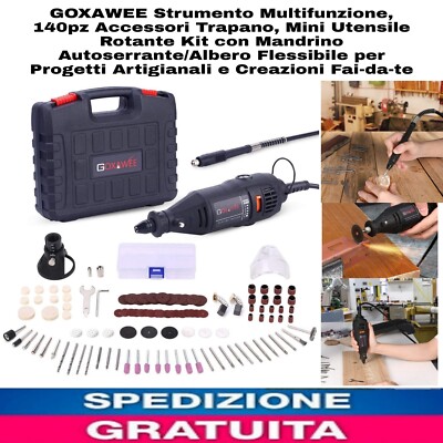 GOXAWEE Utensile Rotante Multifunzione 130W Con 140 Accessori – Mini Trapano Elettrico A Velocità Variabile Per Incidere, Forare E Lucidare