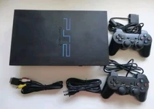 Sony PlayStation 2 fat Black Home Console multi controller options + cables ps2