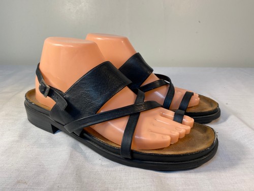 NAOT Strappy Sandals Women's Black Leather Toe Loop Slingback - EU 41 (US 10) - Picture 3 of 7