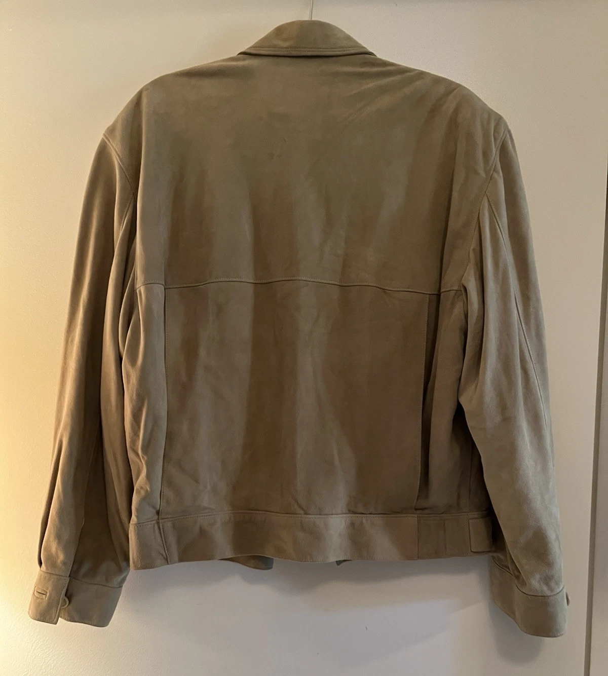 Giacca vintage G. Gucci Spa uomo beige scamosciata fodera rossa a quadri taglia 48