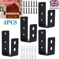 4x Doors Sturdy Door Barricade Security Brackets Black Finish Door Latch Bracket