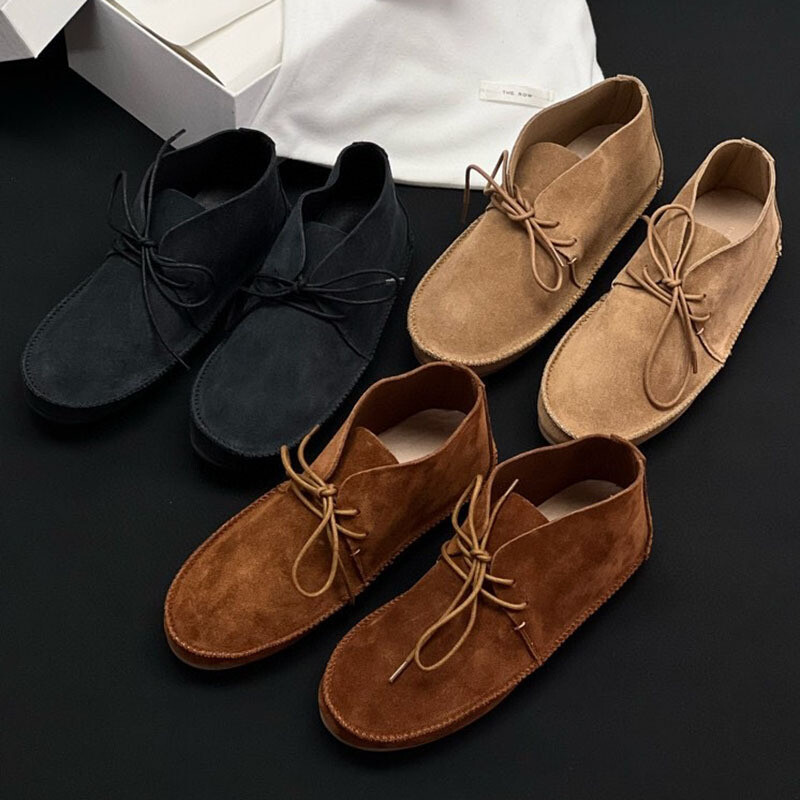 FILA Stivali corti donna THE ROW nuovi stringati pelle retrò scamosciati scarpe singole casual