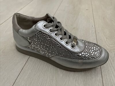 Carvela Kurt Geiger Lemmy Low Top Trainers Silver UK EUR 38 RRP £139 