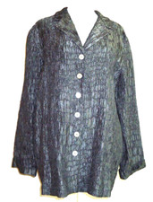 Easuspirit Women's Black Metallic Crinkle Stretch Jacket Lightweight Size-l
