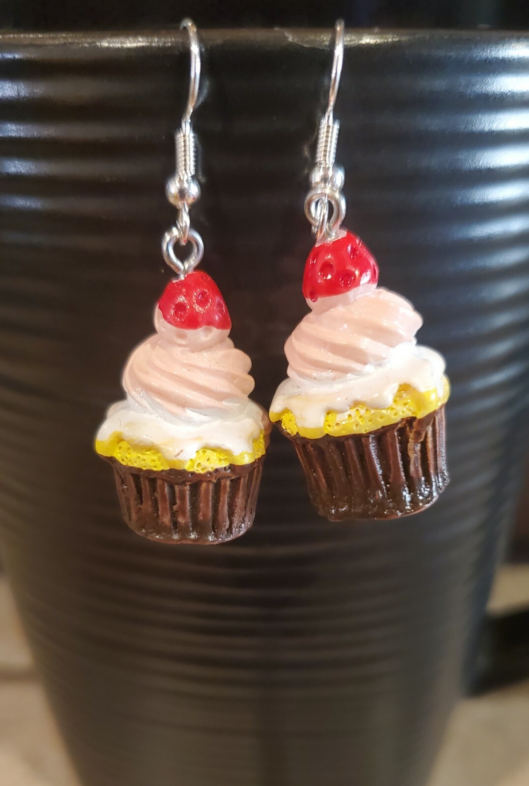 Cupcake Earrings, Food Earrings,Pink Cupcake Earrings, Kawaii Earrings-image