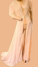 Vintage 30's-40's Silk Peach Robe Nightgown Small Gorgeous Condition