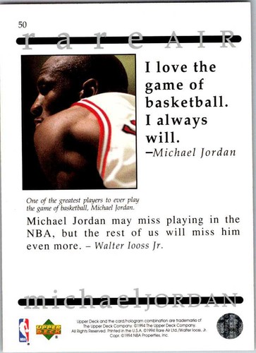 Jordan 1994 cubierta superior aire raro #50 Michael Jordan 004545 - Imagen 2 de 2