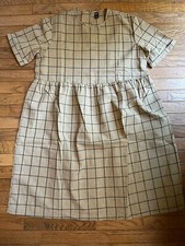 SHEIN Emery Rose Rolled Cuff Grid Dress Women's Size L