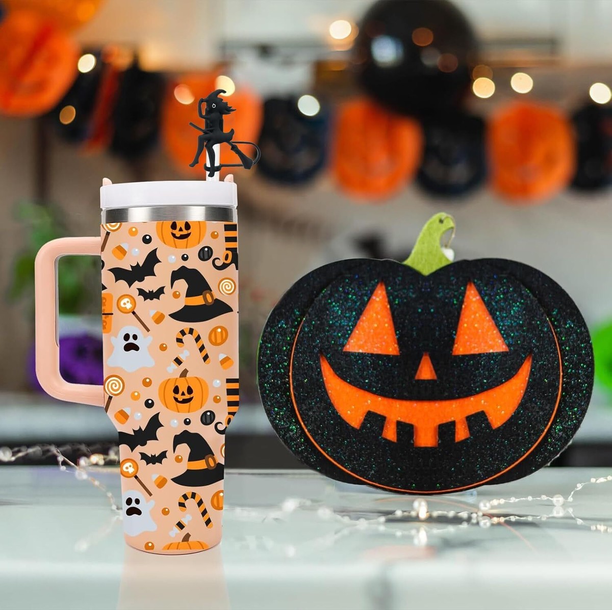 4 Copricannucce A Forma Di Fantasma Per Halloween, In Silicone, 2,6x2,6 Cm, Adatte Per Cannucce Da 8-10 Mm, Compatibili Con Stanley Cup, Colori Bianco/Viola E Bianco/Nero - 4