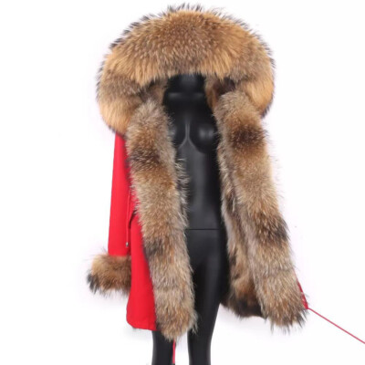 Damen CARMEN CHARLOTT Luxus Echt Pelz Parka Mantel Fuchspelz Größe 46/48 XXL NEU