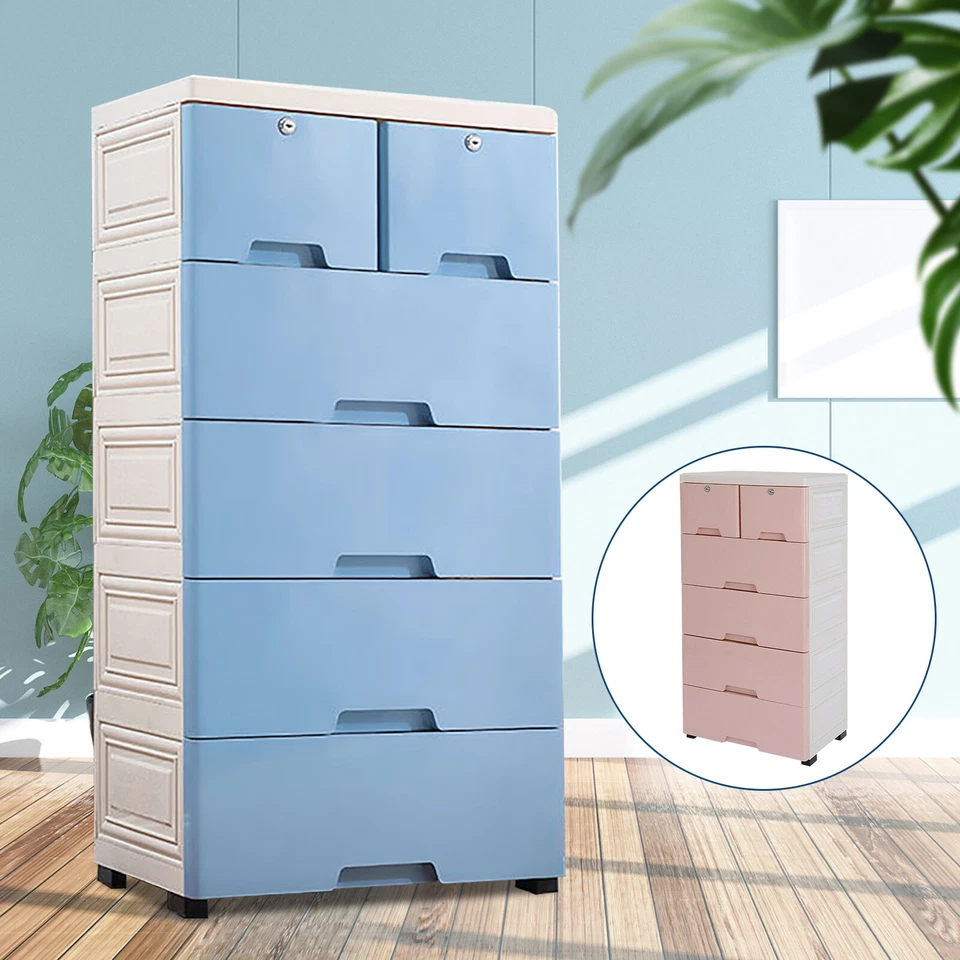 Plastic Storage Dresser Bedroom 6 Drawer Clothes Organizer Tower Cabinet Office - Image 4 of 4
