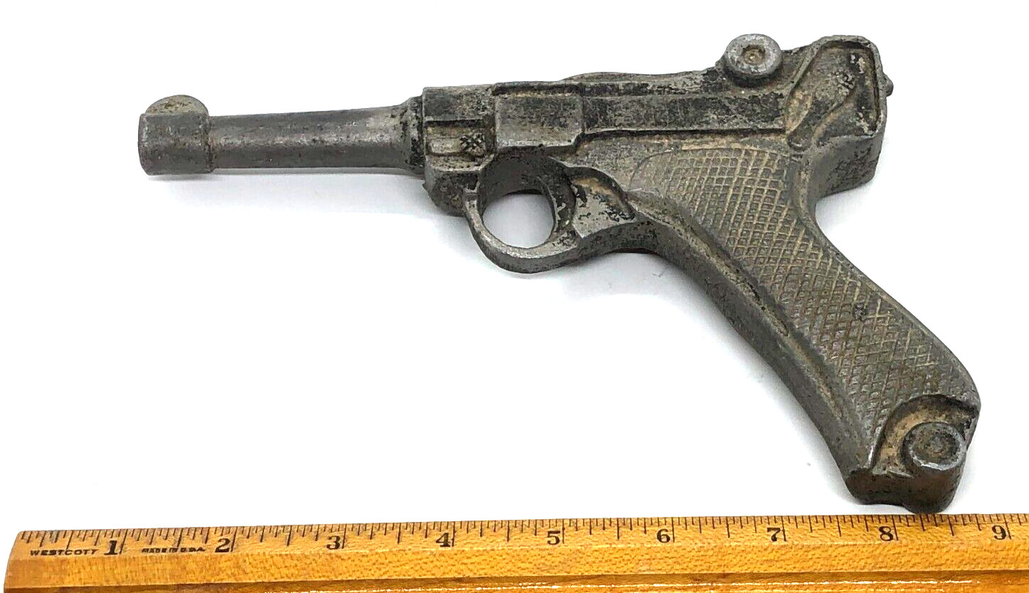 Vintage Novelty German Luger Cast Metal Toy Gun Prop Replica UNFIRABLE