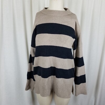 Abercrombie Fitch Striped Knit Oversized Baggy Drop Shoulder Sweater  Womens M