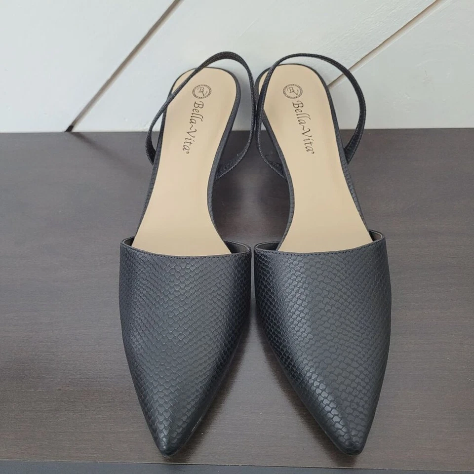 NEW Bella~Vita Sarah II Black Snake Womens 11 WW Print Slingback Heels 5CT - Image 3 of 4