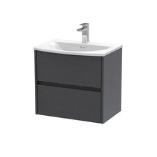 Nuie Havana 600mm Graphite Grey Wall Mounted Vanity Unit & Curved Sink Bathroom