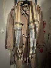 Cream SallyCR Women’s Beige Corduroy Trench Coat Belted Double Breasted 46