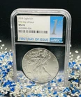 2018 $1 Silver Eagle First Day of Issue NGC MS70 Rare Chrome Foil Core Spotless!
