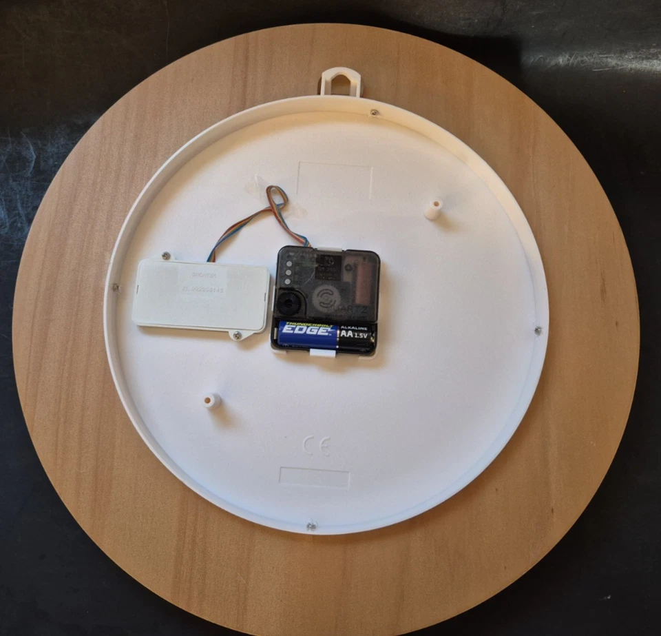 Bey-Berk Quartz Analog & Digital Round Wall Clock Wood Accent - Image 4 of 4