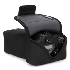 DSLR Camera and Zoom Lens Sleeve Case with Accessory Storage Strap Openings
