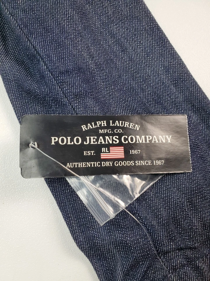 Blazer Ralph Lauren Polo Jeans Company Para Mujer M Azul Enjuagado Denim con Cinturón Foto 4 de 4
