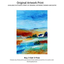 Countryside cottage landscape | Print on Matte Paper | Colourful Landscape Art